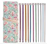 MosBug Tunisian Crochet Hooks Set Afghan Crochet Hooks Aluminum Needles Tools for Beginners+ Burable Cloth Case 11-Pack