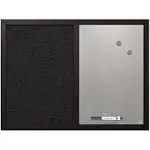 MasterVision Combo Silver Dry-Erase & Black Fabric Bulletin Board, 18" x 24", Black Frame