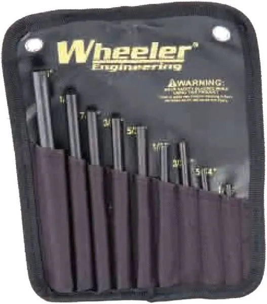 Wheeler Roll Pin Starter Set 9 Piece Hardened Steel Black With Sheath 710910