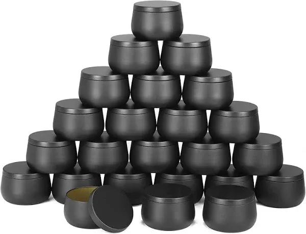 NEXBEXES 8oz Black Candle Tins with Lids