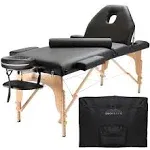 Saloniture Professional Portable Massage Table with Backrest - Black