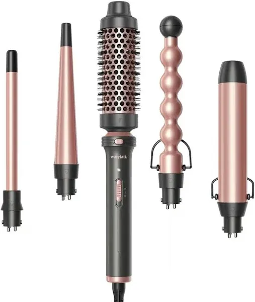 Wavytalk 5 in 1 Curling Iron,Curling Wand Set with Curling Brush and 4 Interc...