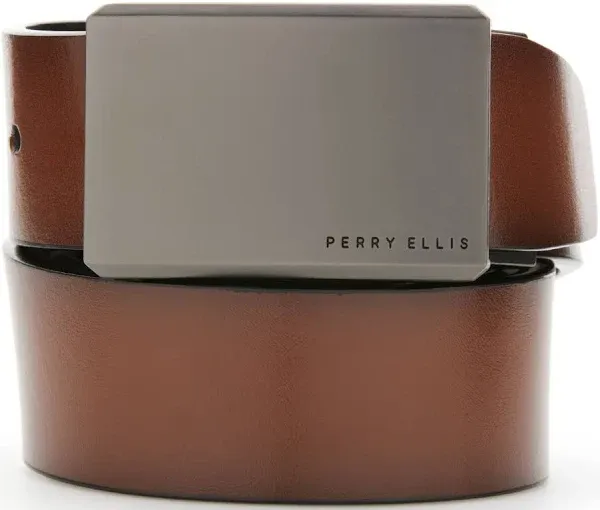 Perry Ellis Portfolio Men's Plaque Reversible Belt