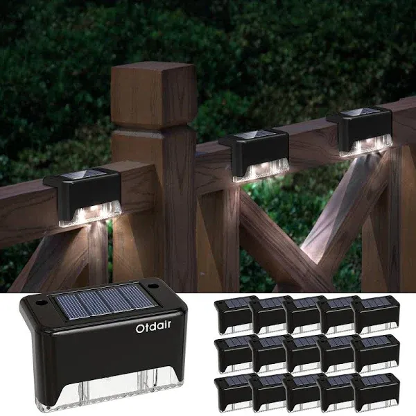  Solar Deck Lights, 16 Solar Step Lights Waterproof LED Solar Stair Warm