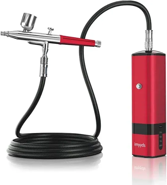 32PSI Dual Action Airbrush Kit with Compressor - Portable Artistry Set in Red