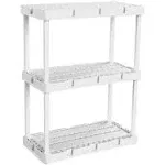 Gracious Living 3 Shelf Knect-A-Shelf Fixed Height Light Duty Storage Unit,White