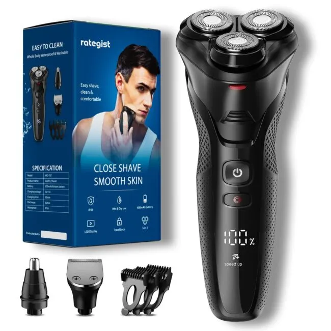 Electric Razor for Men rategist Rechargeable Electric Shaver Waterproof Wet Dry Cordless Razor