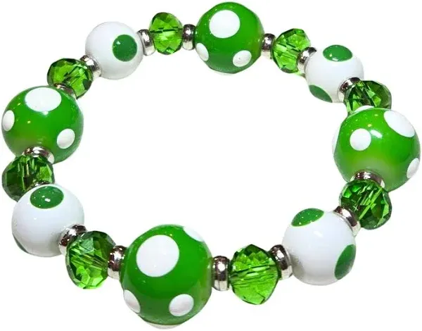 Linpeng Women's Handmade Polka Dot Glass Beaded Stretch Bracelet