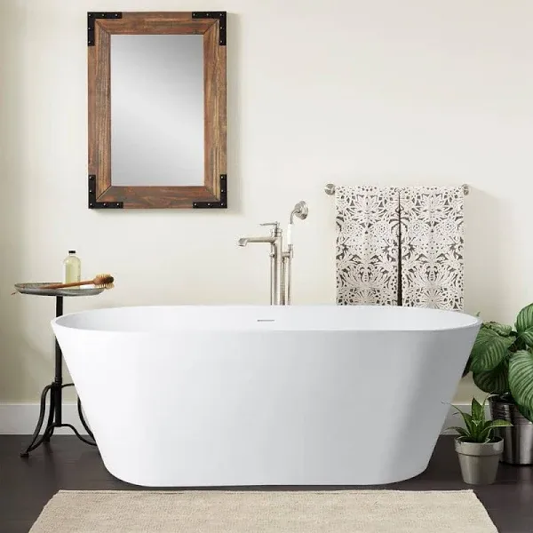 Vanity Art Solid Surface Resin Stone Freestanding Bathtub VA6912