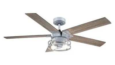 Prayag 52" Industrial Downrod Mount Reversible Ceiling Fan with Lighting and Remote Control