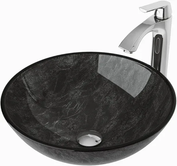 Giovanni 17" L x 17" W x 6" H Round Glass Vessel Bathroom Sink