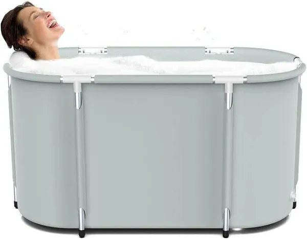 Portable Bathtub Foldable Bathtub for Adults Soaking Tub Collapsible Gray