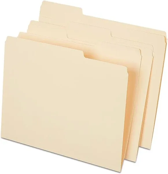 Staples File Folder 1/3-Cut Tab Letter Size Manila 50/Pack