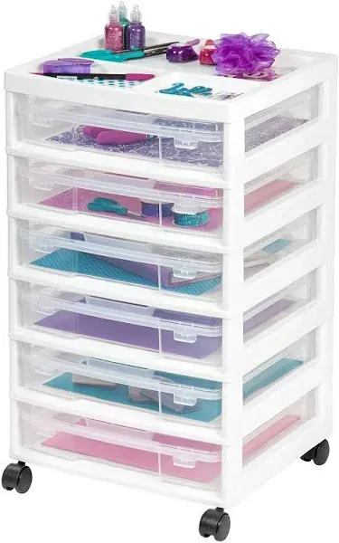 IRIS USA Fits 12&#034; x 12&#034; Paper, 6-Tier Scrapbook Rolling Storage Cart with Org...