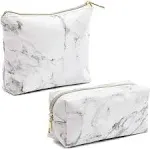 Glamlily Set of 2 White Marble Makeup Organizer Bag