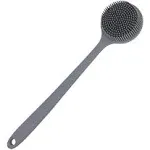 DNC Silicone Back Scrubber for Shower Bath Body Brush with Long Handle Gray 