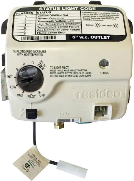 Honeywell Reliance Gas Control Water Heater Thermostat