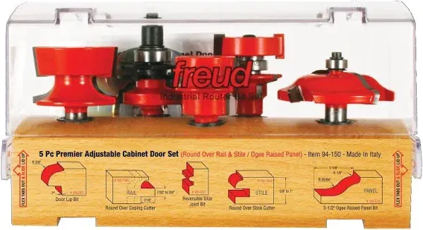 5 Piece Premier Adjustable Cabinet Bit Set