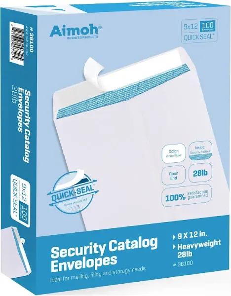 Aimoh 15 9 x 12 Self Seal Security White Catalog Envelopes