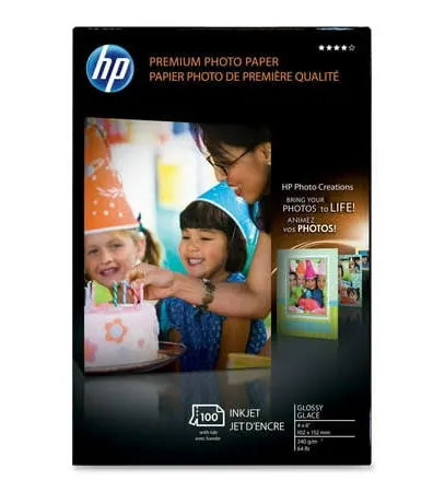 HP Premium Glossy Photo Paper 4x6 100 Sheets