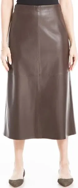 Max Studio Women's High Waist Faux Leather A-Line Skirt