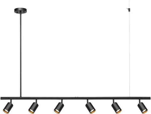 55" 6-Light Adjustable Height Track Lighting, Matte White, Pivoting Track Heads - 4.75"