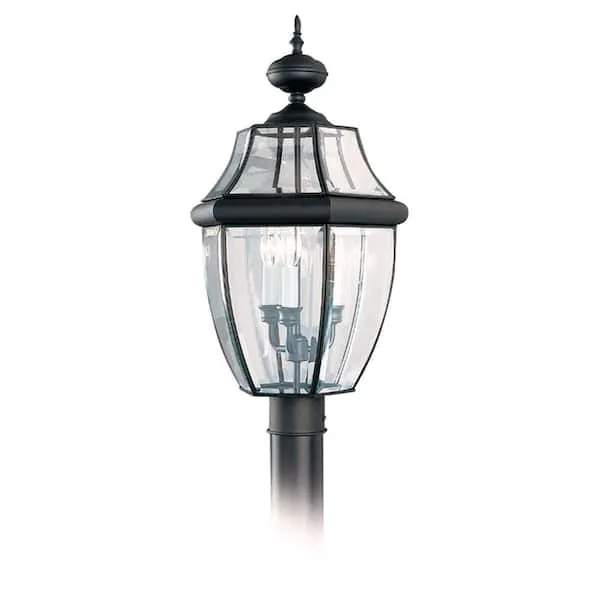 Generation Lighting Lancaster Three Light Outdoor Post Lantern Black