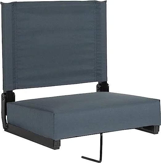 Flash Furniture Grandstand Comfort Seats by Flash - Dark Blue Stadium Chair - 500 lb. Rated Folding Chair - Carry Handle - Ultra-Padded Seat