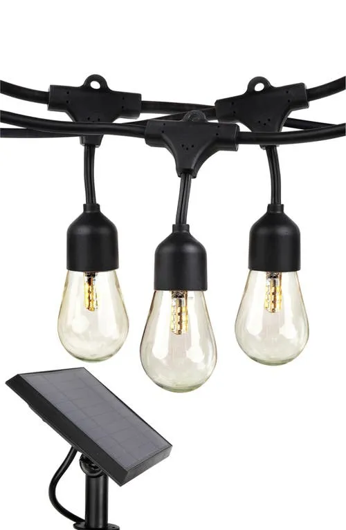 Brightech 27-ft Solar Classic Black Outdoor String Light with 12 White LED Edison Bulbs with Remote | SLR-27HG-SW-FL