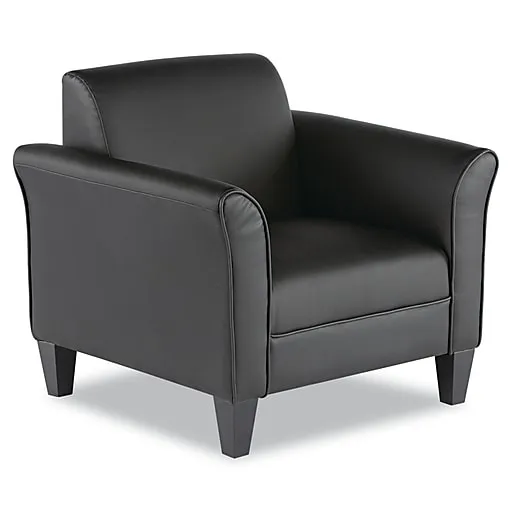 Alera ALE Reception Lounge Series Club Chair, Black/Black Leather