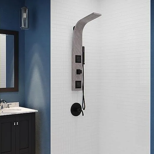 Anzzi Aura 2-Jetted Shower Panel with Heavy Rain Shower & Spray Wand in Grey Ma