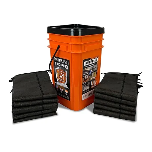 Quick Dam Grab & Go Flood Kit Includes 10- 5ft Barriers in Bucket