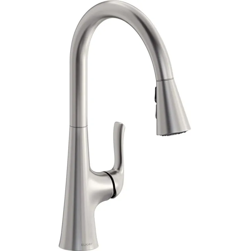 Elkay Harmony Single Hole Kitchen Faucet with Pull-down Spray and Forward Only Lever Handle, Lustrous Steel - LKHA1041LS