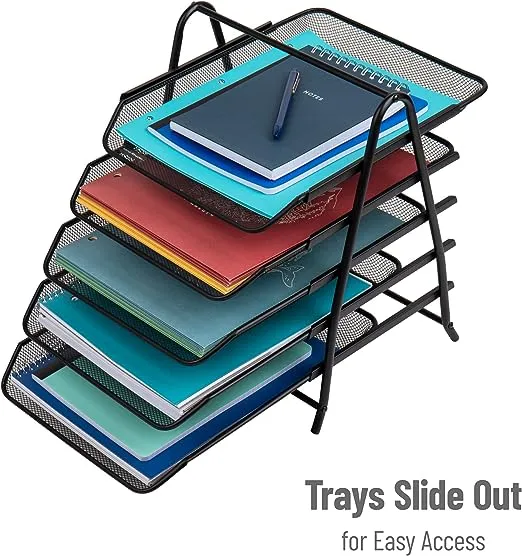 Mind Reader Desk Organizer with 5 Sliding Trays Turquoise