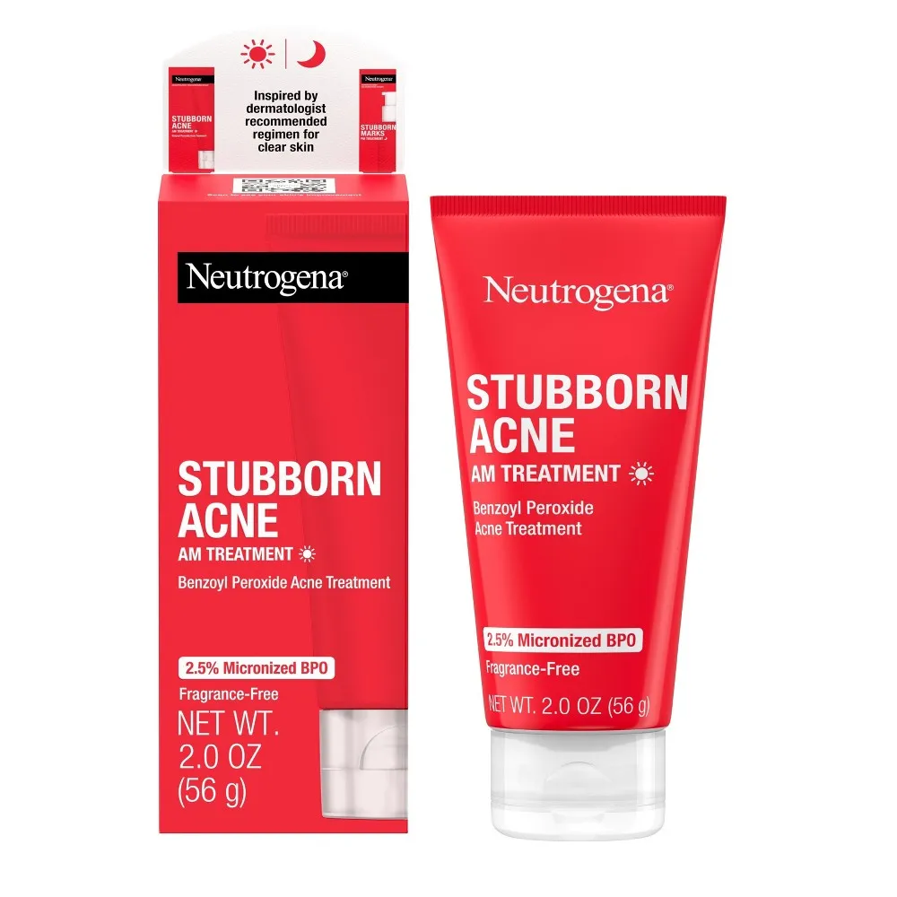 Neutrogena Stubborn Acne AM Treatment with Benzoyl Peroxide, 2 OZ