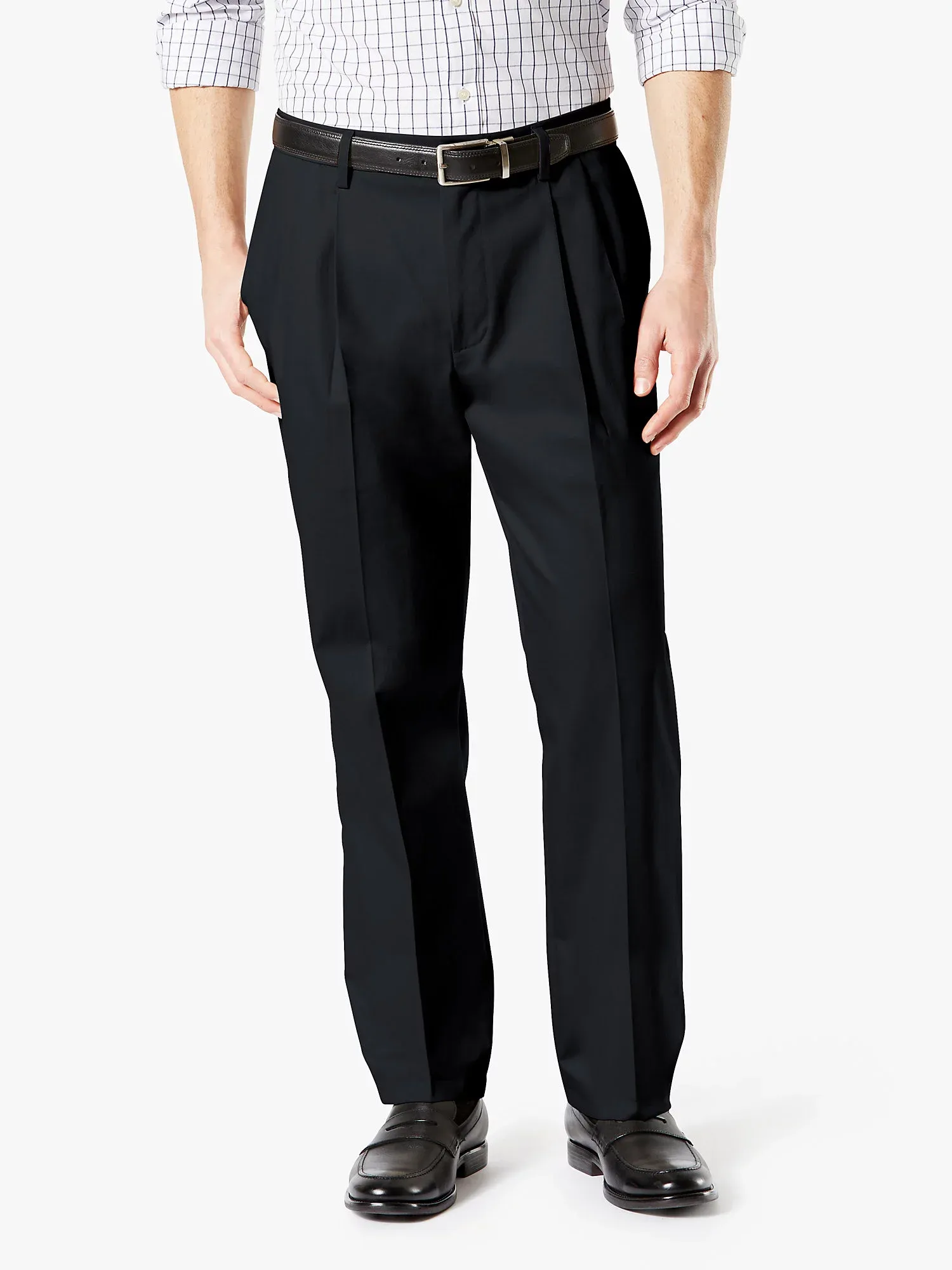 Dockers Men's Classic Fit Signature Lux Cotton Stretch Pants-Pleated (Regular and Big & Tall)