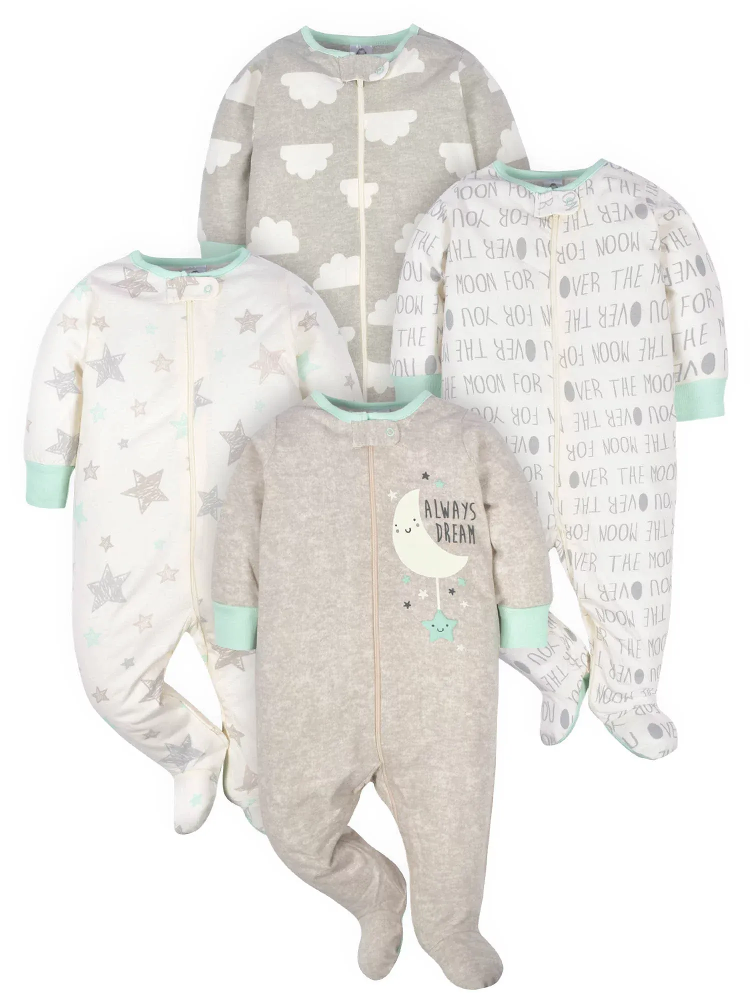 Gerber Unisex Baby 4 Pack Sleep N Play Footie Elephants Newborn