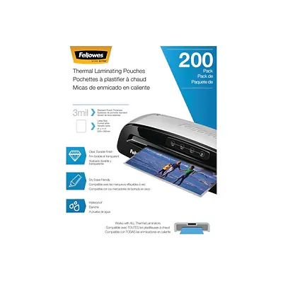 Fellowes Letter 3 Mil Laminating Pouches - 200 Pack