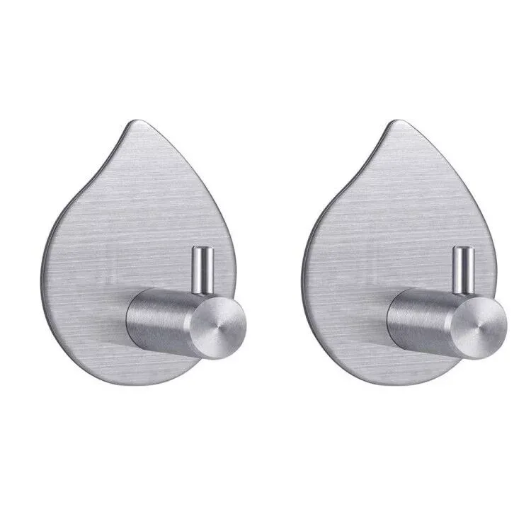 2 Pack Towel Hooks for Bathrooms Wall Mounted, Brushed Nickel Bathroom Hooks for Towels, Robe & Towel Hook for Wall, Modern Wall Hook Bath Towel Hook