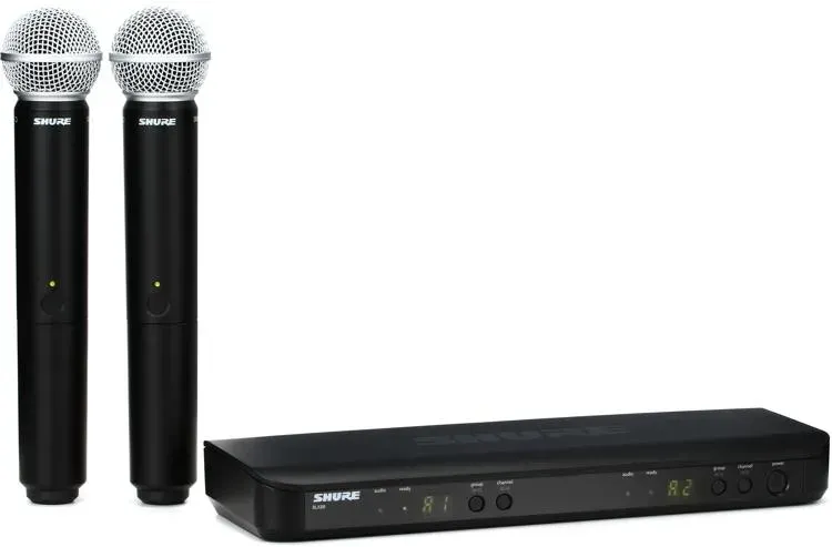 Shure BLX288/SM58 Dual-Channel Wireless Handheld Microphone System with SM58 Capsules (J11: 596 to 616 MHz)