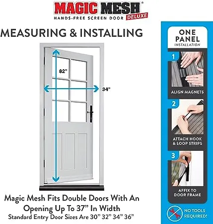 All Star Marketing MM011124 Magic Mesh Hands Free Screen Door 