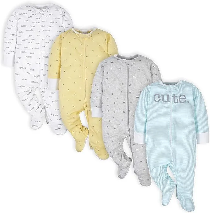 Gerber Baby Boy or Girl Gender Neutral Sleep 'n Play Footed Pajamas, 4-Pack