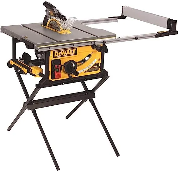 DEWALT Table Saw, 10 Inch, 15 Amp, 32 ½-Inch Rip Capacity, Dust Collector, Scissor Stand (DWE7491X)