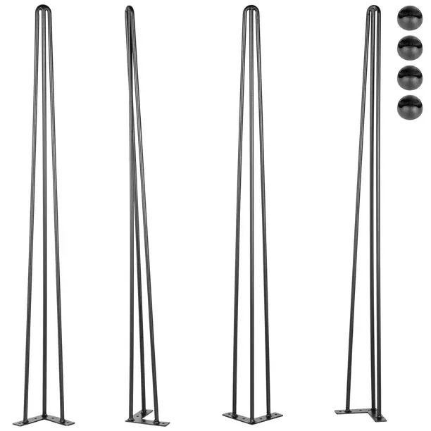 Happybuy Hairpin Table Legs 36" Black Set of 4 Desk Legs 880lbs Load Capacity (Each 220lbs) Hairpin Desk Legs 3 Rods for Bench Desk Dining End Table Chairs Carbon Steel DIY Heavy Duty Furniture Legs