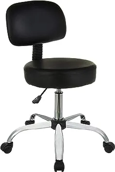 Amazon Basics Multi-Purpose Drafting Spa Bar Stool with Back Cushion and Wheels - Black