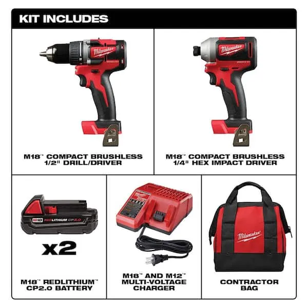 Milwaukee 2892-22ct Ensemble de 2 outils 18V redlithium