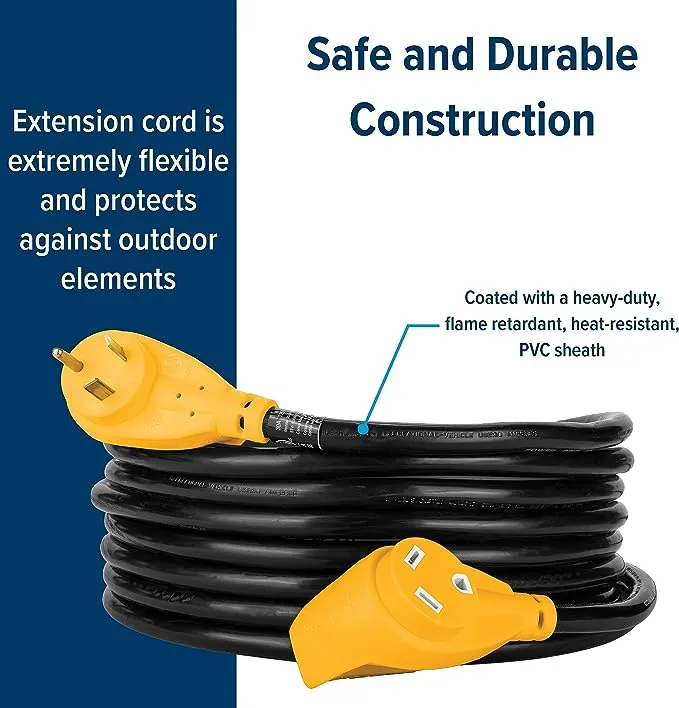 Camco PowerGrip Camper/RV 25-Foot Extension Cord | 30-Amp, 10-Gauge (55191)