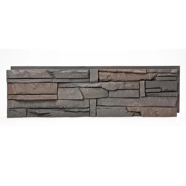 GenStone Faux Stacked Stone Panel 41" x 11.25" in Iron Ore Color for Do It Yourself Friendly Home Improvement Projects