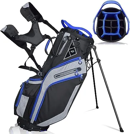 Golf Stand Bag 14 Way Top Dividers with Dual Strap and 8 Pockets, Rain Hood,Portable for Men Women