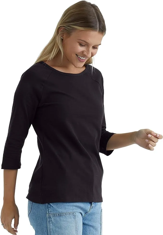 Hanes Women's Raglan Sleeve Tee, Women’s Stretch Cotton Tee, Women’s Crewneck Tee